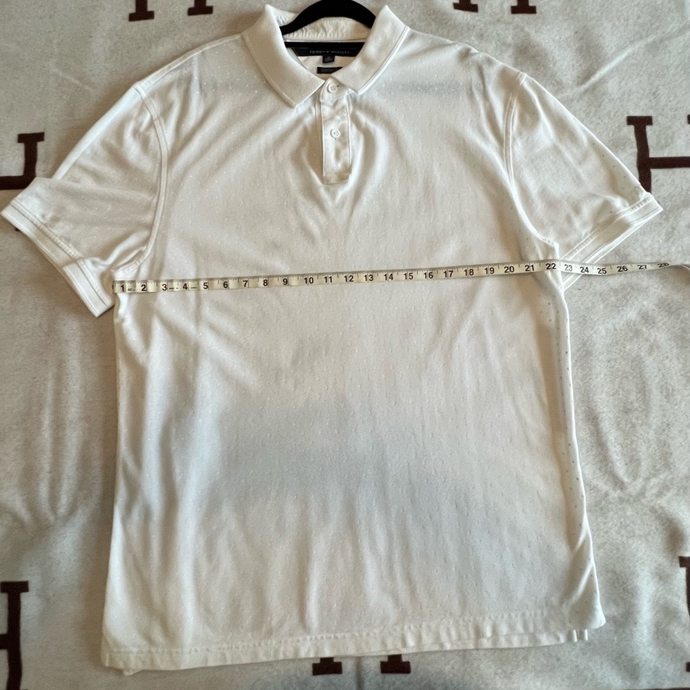 Tommy Hilfiger XL White Mesh Polo with white dots